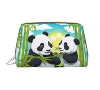 Two Happy Pandas - Beauty case portatile in pelle per cosmetici, articoli da toeletta e oggetti essenziali quotidiani, bianco, Taglia unica