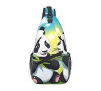 Two happy pandas Borsa a tracolla casual durevole di grande capacità leggera e traspirante adatta per vari luoghi all'aperto