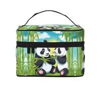 Two Happy Pandas - Borsa per il trucco da donna, grande capacità, portatile, da viaggio, (22,9 x 16,5 x 15,7 cm), grande borsa per il trucco per ragazze