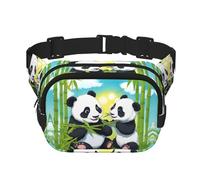 Two Happy Pandas - Marsupio quadrato a doppio strato per attività all'aperto come sport, viaggi, escursionismo, ciclismo, Nero , Taglia unica
