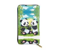 Two Happy Pandas Portafoglio lungo in pelle stampata - Portafoglio personalizzato alla moda, più scomparti per carte e tasca per monete, nero, taglia unica, nero/bianco, One Size, nero/bianco, taglia