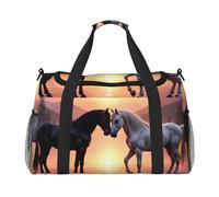 Two Horses At Sunset borsone da viaggio impermeabile compatto per sport, palestra e fine settimana, per uomini e donne