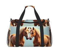 Two Horses Blossoms - Borsone da viaggio impermeabile compatto, per sport, palestra e fine settimana, per uomini e donne