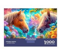 Two Horses Drink by A Flower Fence Puzzle Da 1000 Pezzi Fine Horse Sfidante E Di Ingegno Per Tutte Le Età 70x50cm/1000pcs