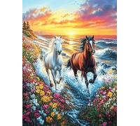 Two Horses in Waterfall Rompicapo 300 Pezzi Per Nonni E Nipoti Cartone Rigido Esercizio Mentale Per Serate in Famiglia Da Passatempo Con Poster Incluso 300 PCS