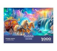 Two Horses Pull A Lit Carriage near A Waterfall Puzzle Da 1000 Pezzi Horse Giochi Di Puzzle Per La Famiglia Per Tutte Le Età 52x38cm/1000pcs