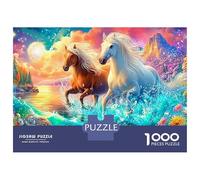 Two Horses Run in A Magical Stream Puzzle Da 1000 Pezzi Fine Horse Ideale Per I Regali Di Compleanno E Di Vacanza 52x38cm/1000pcs