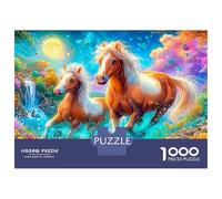 Two Horses Run through A Colorful Stream Puzzle Da 1000 Pezzi Fine Horse Cartone Riciclato Premium, Regalo Per Tutte Le Età 38x26cm/1000pcs