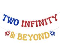 Two Infinity & Beyond Banner - Decorazione per 2° compleanno a tema spazio, con scritta "You 've Got a Friend in Me", decorazioni per feste di compleanno