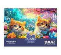 Two Kittens Nestled in A Flower-filled Basket Puzzle Da 1000 Pezzi Cute Pet Cat Perfetto Regalo Per Ragazzi, Ragazze, Uomini E Donne 52x38cm/1000pcs