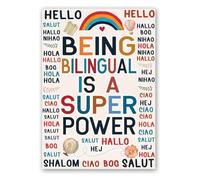 Two Languages One Brain Poster Bilingual Advantage Classroom Print