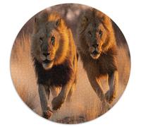 Two Leones Galloping on The Golden Grassland 1000pcs (67.5x67.5cm) Puzzle Adatto Per Adulti E Folla Dai 14 Anni in Su