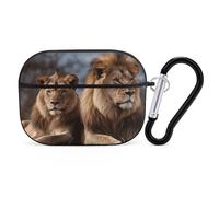 Two Lions Custodia per AirPods Pro 2, antiurto, custodia protettiva rigida per uomo e donna, compatibile con AirPod Pro custodia di 2a/1a generazione con portachiavi, nera