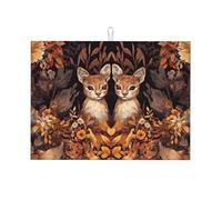 Two Little Animals are in The Golden Flower Bed - Tappetino scolapiatti in microfibra, riutilizzabile, lavabile, per accessori da cucina, 45,7 x 61 cm
