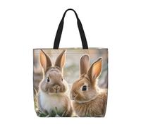 Two Little Cute Rabbits Borsa Spesa Pieghevole Borsa A Spalla Ecologica Borsetta Per Picnic Viaggi Shopping