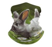 Two Little Cute Rabbits Passamontagna Lavabile Scaldacollo Elastico Sciarpa al Collo per Outdoor Pesca Ciclismo 25X50Cm