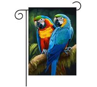 Two Macaws Are Sitting On A Branch Spring Summer Bandiere Resistente Alle Intemperie Flag Colore Vivido Bandiera Per Prato Interno Festival 30X45Cm
