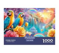 Two Macaws, Roses, Waterfall, Rainbows Puzzle Da 1000 Pezzi Parrot Sfida Di Ingegno Per Tutte Le Età 52x38cm/1000pcs