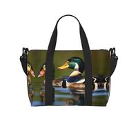 Two Mallard Ducks Borsone da viaggio - Borse da viaggio leggere per oggetti personali da donna, borse da palestra da uomo, nero, taglia unica, Nero , Taglia unica