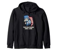 Two Nations One Lion - Design Patriottico USA Israele Felpa con Cappuccio