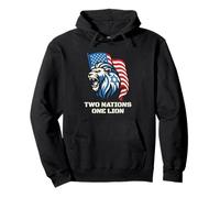 Two Nations One Lion - Design Patriottico USA Israele Felpa con Cappuccio