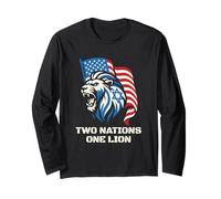 Two Nations One Lion - Design Patriottico USA Israele Maglia a Manica