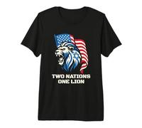 Two Nations One Lion - Design Patriottico USA Israele Maglietta Premium