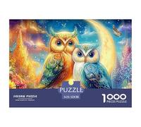 Two Ornate Owls by Moon with Butterflies And Flowers Puzzle Da 1000 Pezzi Dreamy Owl Giochi Di Puzzle Per La Famiglia Per Tutte Le Età 52x38cm/1000pcs