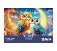 Two Ornate Owls by Moon with Butterflies And Flowers Puzzle Da 1000 Pezzi Dreamy Owl Perfetto Per Le Serate Di Giochi, Adulti E Bambini 70x50cm/1000pcs
