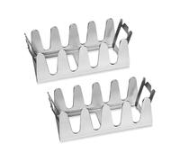 Two-Pack Non-Stick Rib Rack for Smoking and Grilling, Stainless Steel Stand for Chicken Drumsticks and Vegetables Cooking, Compatible with V