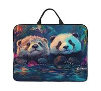 Two Pandas By The Small River Notebook Custodia Con Maniglia Laptop 14 Pollice Computer Sleeve Per Le Donne Uomini Copertura Imbottita Borsa Del Computer Portatile