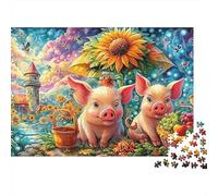 Two Pigs by Sunflower And Fruit Basket Puzzle Da 1000 Pezzi Cute Piggy Sfida Di Ingegno Per Tutte Le Età 70x50cm/1000pcs