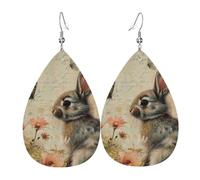 Two Rabbits Holding An Easter Egg Orecchini In Pelle Leggera Pendenti Moda Orecchini Per Donne Tutti I Giorni