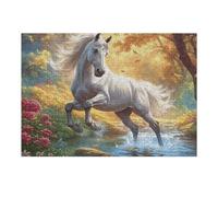Two Running Horses Rompicapo 300 Pezzi Per Decorazione Murale Grande Formato Fantastic Beasts Cartone Rigido Panoramico Per Pareti Ampie Stampa Ad Alta Definizione 300 PCS