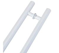Two-Sided Door Hardware Set for Wooden Glass Metal Door,Round Anti-Rust, Fingerprint Resistant Handle Grip, 20/23.5/31.5/39/47/59 in Long(White,120cm/47 1/4"-90cm)