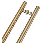 Two-Sided Door Hardware Set for Wooden Glass Metal Door,Round Anti-Rust, Fingerprint Resistant Handle Grip, 20/23.5/31.5/39/47/59 in Long(Gold,60cm/23 5/8"-40cm)