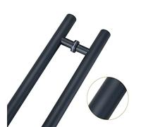 Two-Sided Door Hardware Set for Wooden Glass Metal Door,Round Anti-Rust, Fingerprint Resistant Handle Grip, 20/23.5/31.5/39/47/59 in Long(Dark Grey,50cm/19 3/4"-30cm)