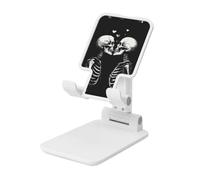 Two Skeletons In Love Dark Art Supporto per cellulare pieghevole ad angolo regolabile in altezza Supporto per cellulare portatile da tavolo compatibile con tutti gli smartphone bianco