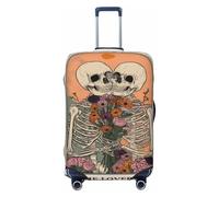 Two Skeletons in Love Holding Flowers - Copribagagli da viaggio elastico, antipolvere, antigraffio, adatto per valigie da 56-61 cm