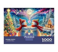 Two Snowmen Under Moonlit Sky Puzzle Da 1000 Pezzi Christmas Snowman Perfetto Regalo Per Ragazzi, Ragazze, Uomini E Donne 38x26cm/1000pcs