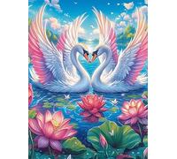 Two Swans Forming A Heart in A Lotus Pond Puzzle 500 Pezzi Rompicapo Rilassante Premium Wildlife Plant Antistress Naturale Attività Per Il Benessere Regalo Per Chi Lavora Molto 500 PCS