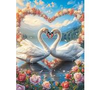 Two Swans Forming A Heart in A Lotus Pond Rompicapo 300 Pezzi Leonardo Da Vinci Per Adulti Wildlife Pet Cartone Rigido Ultima Cena Per Collezione E Regalo Da Passatempo Migliore Vendita 300 PCS