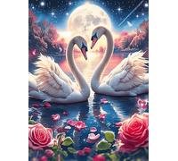 Two Swans Forming A Heart Under The Full Moon Puzzle 1000 Pezzi Pressione Ridotta Adulti Wildlife Pet Rompicapo Rilassante Giochi Da Tavolo Indoor Idea Regalo Natale Per Padre E Nonno 1000 PCS