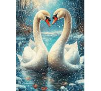 Two Swans Forming A Heart Under The Snow Rompicapo 500 Pezzi Per Creatività Bambini Wildlife Pet Cartone Spesso Tema Fantasy Per Passatempo Creativo Attività Educativa Con Poster Incluso 500 PCS
