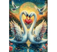Two Swans Forming A Heart with A Red Rose Puzzle 500 Pezzi Sfida Logica Avanzata Fairy Tale Scenery Cartoon Rompicapo Per Menti Brillanti Stimolo Cognitivo Esercizio Mentale Regalo Per Laurea 500 PCS