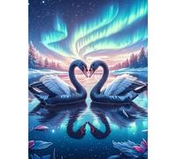 Two Swans Under The Northern Lights Puzzle 1000 Pezzi Educativo Premium Wildlife Pet Per Ragazzi Intelligenza Creativa Idea Regalo Natale E Pasqua 1000 PCS