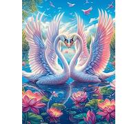 Two Swans with Angel Wings Forming A Heart Rompicapo 1000 Pezzi Ecologici Cartone Riciclato Per Adulti Wildlife Plant Senza Polvere Per Decorazione Domestica Edizione Limitata Spedizione Gratuita 1000