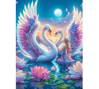 Two Swans with Angel Wings Under The Moon Rompicapo 300 Pezzi Per Appassionati Wildlife Pet Cartone Riciclato Ecologico Incastro Preciso Per Weekend E Vacanze Edizione Limitata Migliore Vendita 300 P