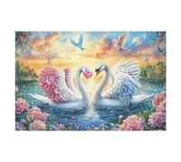 Two Swans with Pink Heart And Flying Birds Puzzle 1000 Pezzi Per Lui Amici E Colleghi Rompicapo Sfida Impossibile Giochi Da Tavolo Serate in Gruppo Regalo Natale 2025 1000 PCS