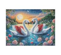 Two Swans with Red Hearts on Moonlit Lake Puzzle 500 Pezzi Per Natale Feste E Compleanni Rompicapo Intelligente Idea Regalo Per Lui Padre E Fratello in Ogni Occasione 500 PCS